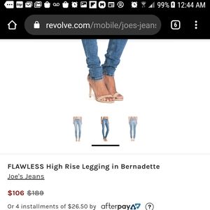 JOE'S JEANS EUC SOLD OUT HIGH RISE LEGGINGS RETAIL